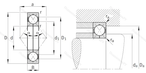 Радиально-упорный шариковый подшипник QJ 311 XL MPA от производителя  FAG