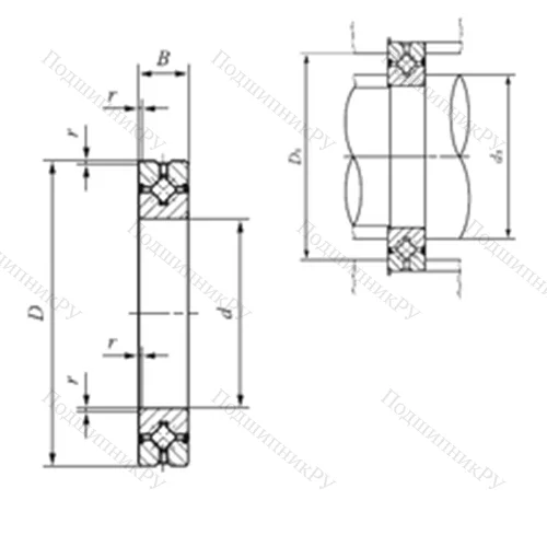 Подшипник роликовый упорно-радиальный с четырехточечным контактом CRBH 4010 A UU