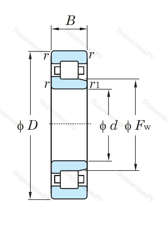 Роликовый цилиндрический подшипник NJ 312