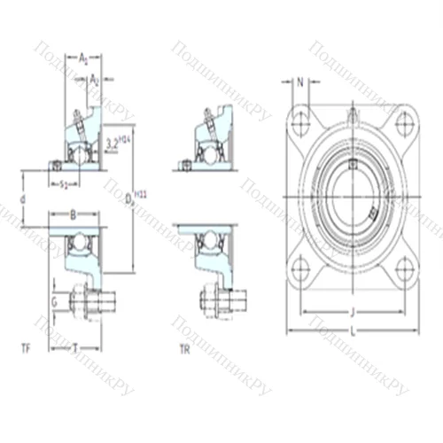Подшипниковый узел шариковый радиальный FY 1.1/4 TF
