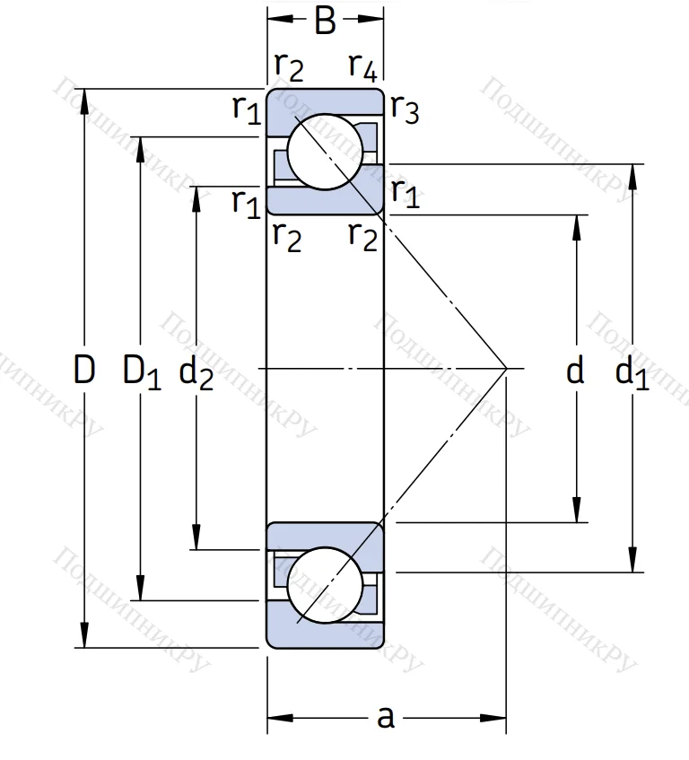 Однорядный шариковый подшипник 7312 BECBP
