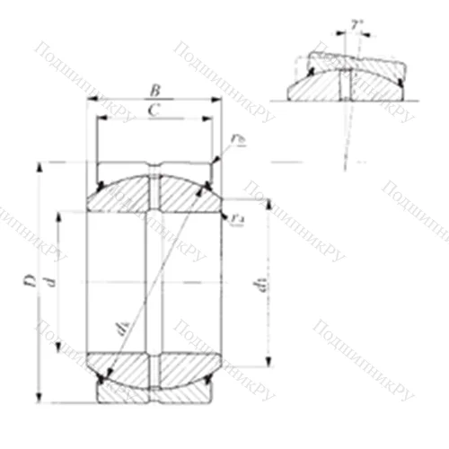 Подшипник скольжения сферический SBB 72-2RS