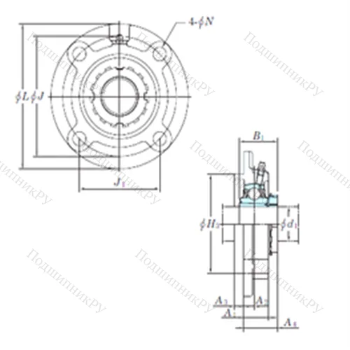 Подшипниковый узел шариковый радиальный UKFC 212 от производителя  KOYO