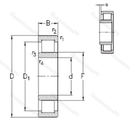 Подшипник роликовый радиальный NU 2224-E-M 6