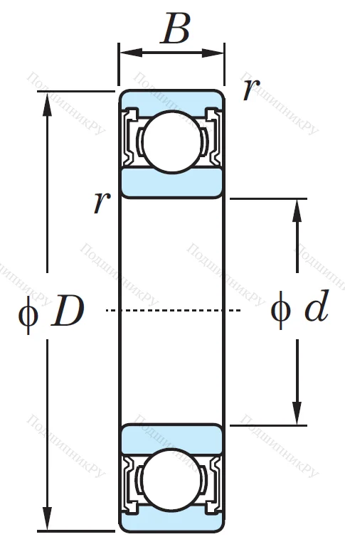 Однорядный шариковый подшипник 6006 2RS C 3