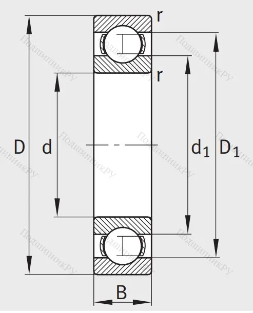 Однорядный шариковый подшипник 6219 C 3