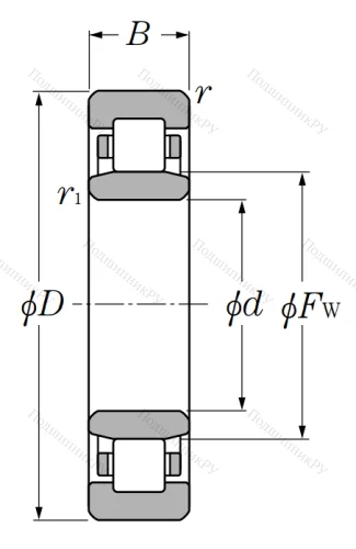 Роликовый цилиндрический подшипник NU 317 от производителя  NTN