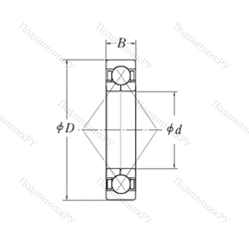 Подшипник шариковый радиально-упорный с четырёхточечным контактом QJM 1.7/8