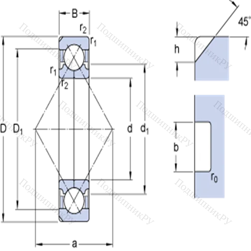 Шарикоподшипники с четырёхточечным контактом QJ 311 N 2MA от производителя  SKF