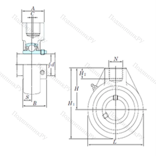 Подшипниковый узел шариковый радиальный UCHA 213-40 от производителя  KOYO