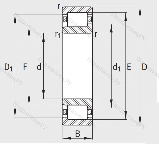 Роликовый цилиндрический подшипник NJ 305 E XL TVP 2
