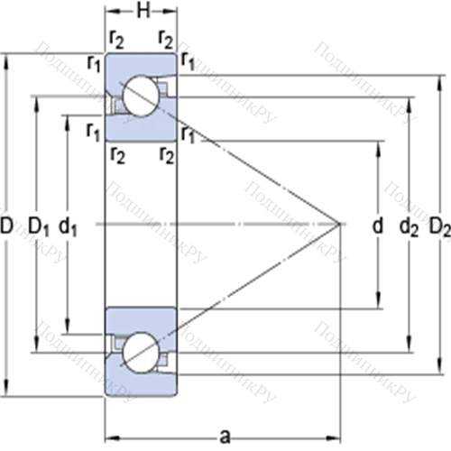Прецизионные одинарные упорно-радиальные шарикоподшипники для винтовых передач BSA 206 C