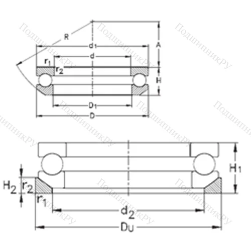 Подшипник шариковый упорный 53236+U 236