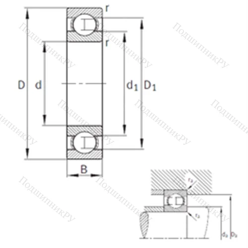 Подшипник шариковый радиальный 618/800-M