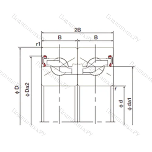 Подшипник шариковый упорно-радиальный спаренный 25TAB 06DB-2LR