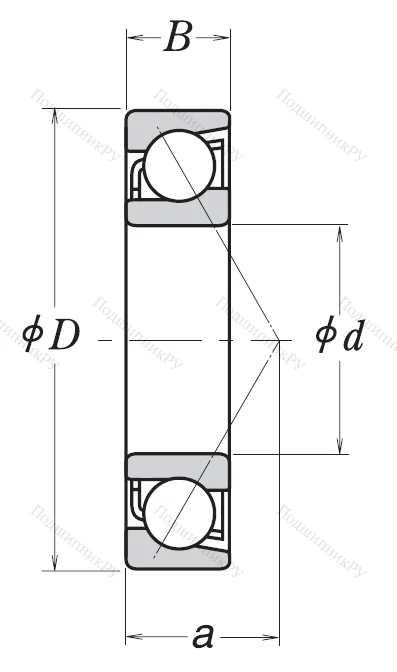 Однорядный шариковый подшипник 7318 A (46318 Л ГОСТ)