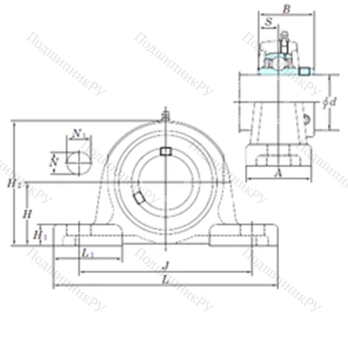 Подшипниковый узел шариковый радиальный UCP 213-40 от производителя  KOYO