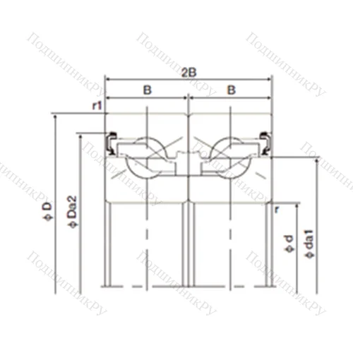 Подшипник шариковый упорно-радиальный спаренный 30TAB 06DB-2NK