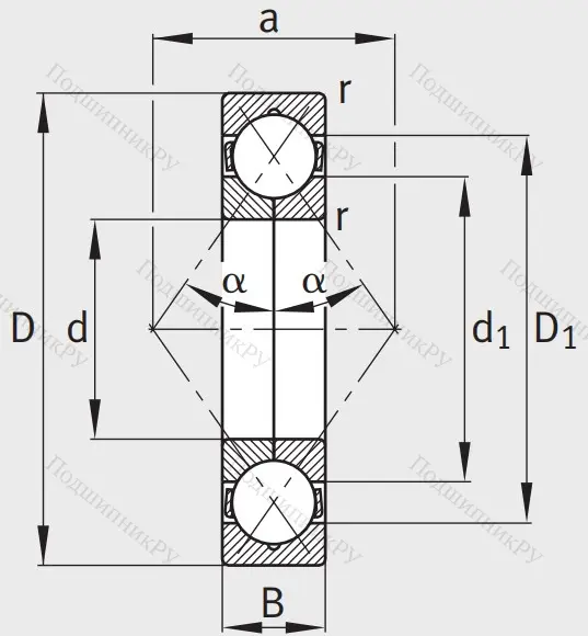Радиально-упорный шариковый подшипник QJ 216 XL MPA