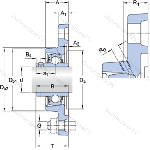Фланцевые подшипниковые узлы типа Y (корпус типа Y-TECH, овальный фланец, крепление стопорными винтами) FYTJ 50 TF
