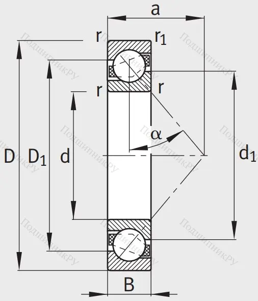Однорядный шариковый подшипник 7309 B XL TVP