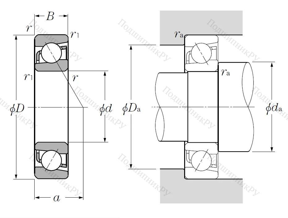 Однорядный шариковый подшипник 7309 B