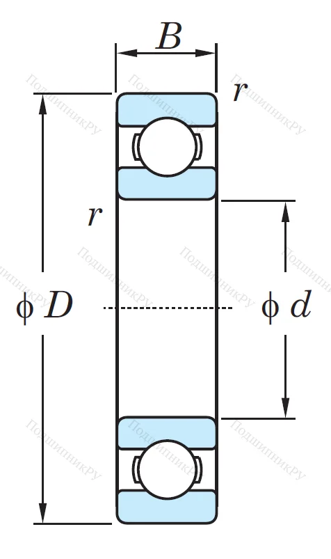 Однорядный шариковый подшипник 6211 CM