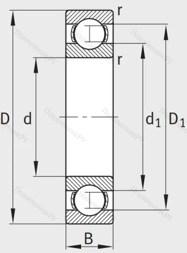 Однорядный шариковый подшипник 16007 A от производителя  FAG