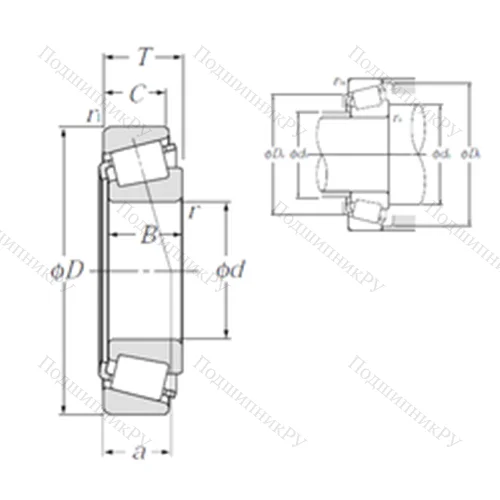 Подшипник роликовый радиально-упорный 4T-LL 639249/LL 639210 от производителя  NTN
