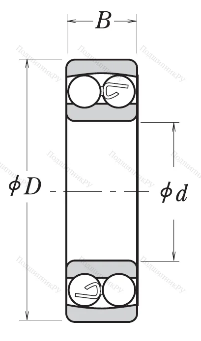Двухрядный шариковый подшипник 1205