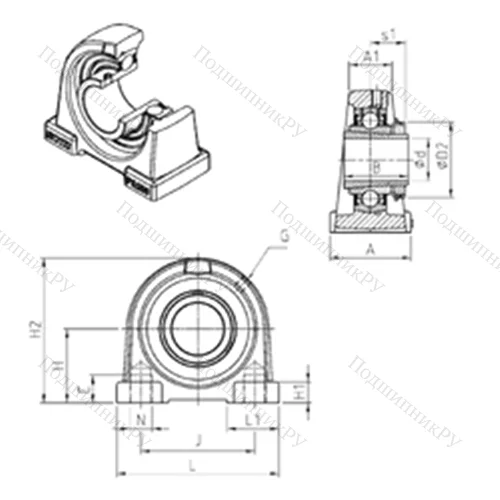 Подшипниковый узел шариковый радиальный UKPA 209H