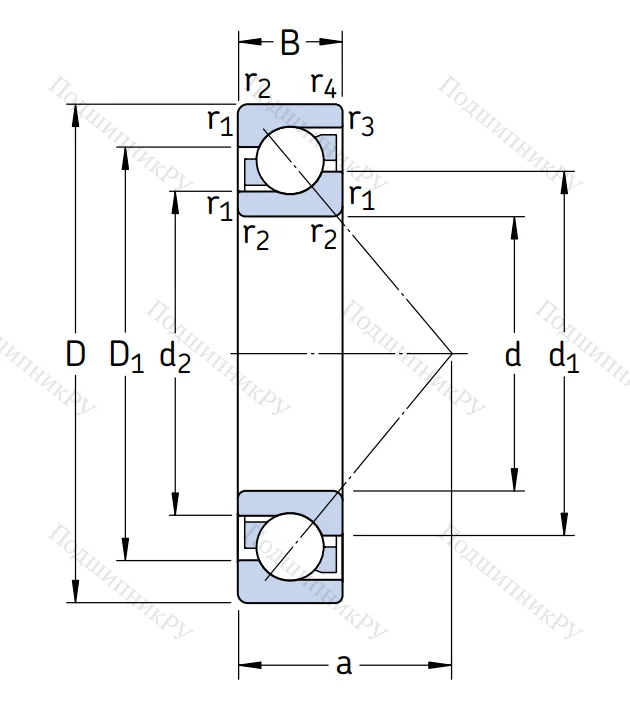 Однорядный шариковый подшипник 7209 BEP