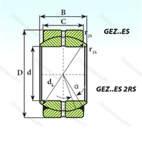 Подшипник скольжения сферический GEZ 88 ES от производителя  ISB