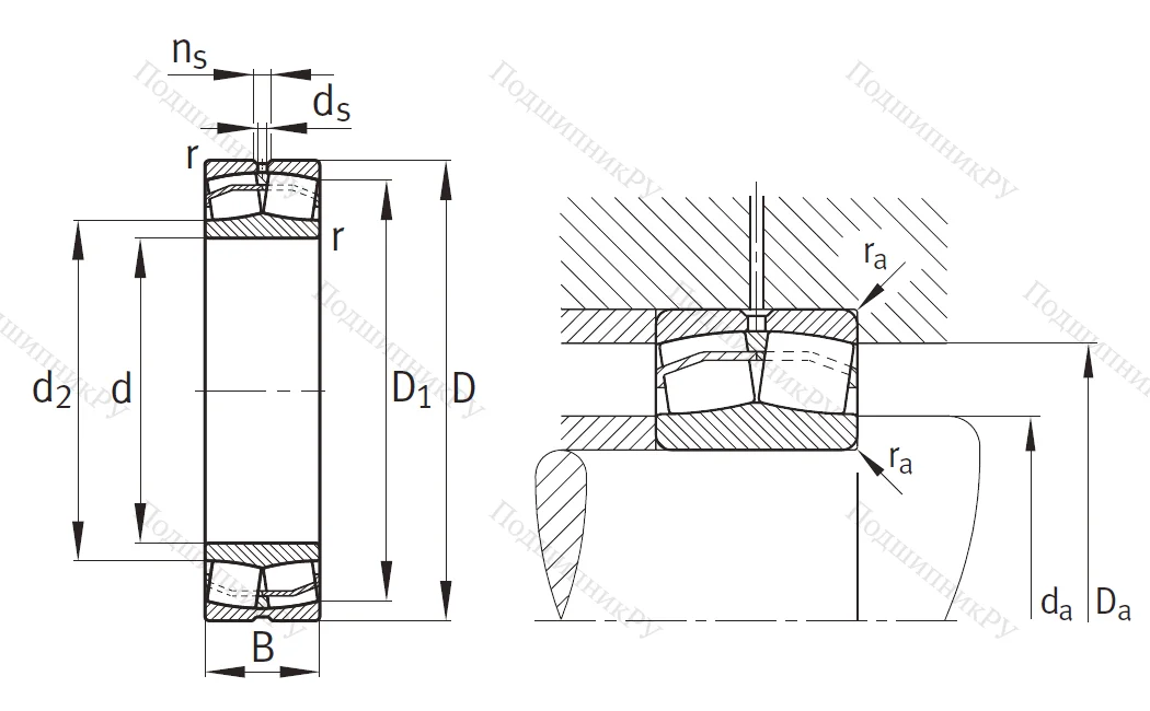 Сферический роликовый подшипник 22228 E 1