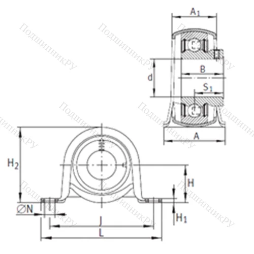 Подшипниковый узел шариковый радиальный PBY 12