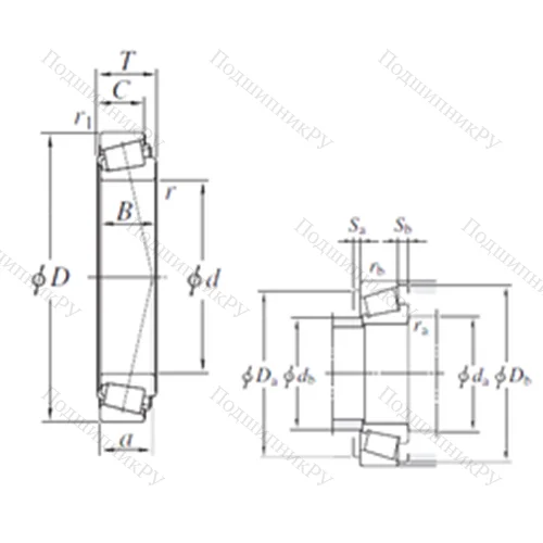 Подшипник роликовый радиально-упорный HM 237536/HM 237511 от производителя  KOYO