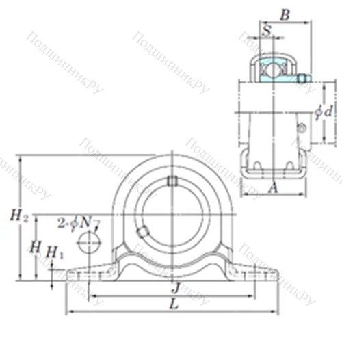 Подшипниковый узел шариковый радиальный SBPP 205-14