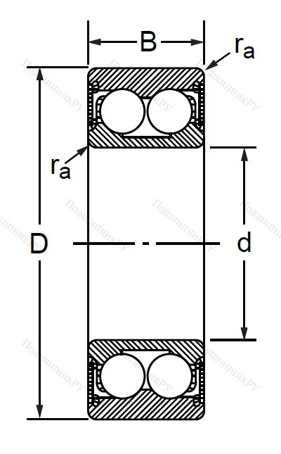 Радиально-упорный шариковый подшипник 3056306 2RS (3306 A 2RSTN)