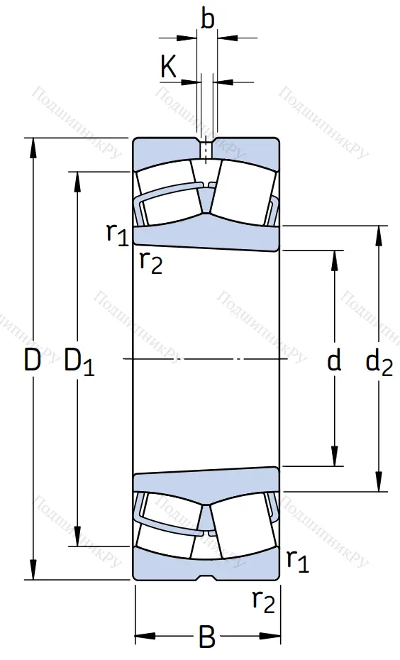 Сферический роликовый подшипник с конической посадкой на вал 22228 CCK/W 33