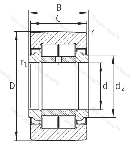 Игольчатый подшипник NUTR 35 A от производителя  INA