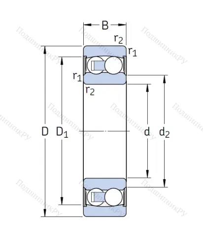 Двухрядный шариковый подшипник 2308 E-2RS 1TN 9 от производителя  SKF