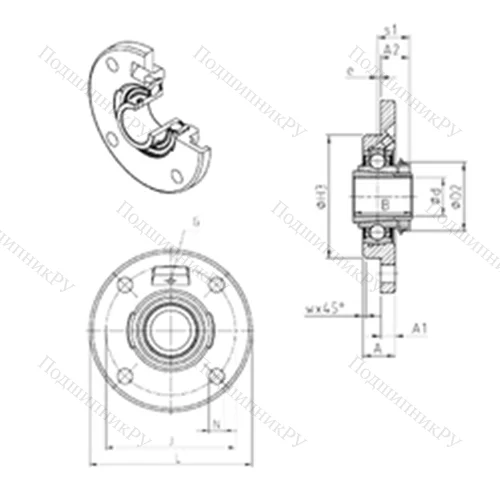Подшипниковый узел шариковый радиальный UKFCE 212H