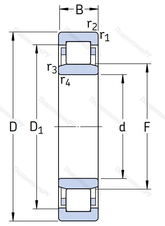 Роликовый цилиндрический подшипник NU 2212 ECP
