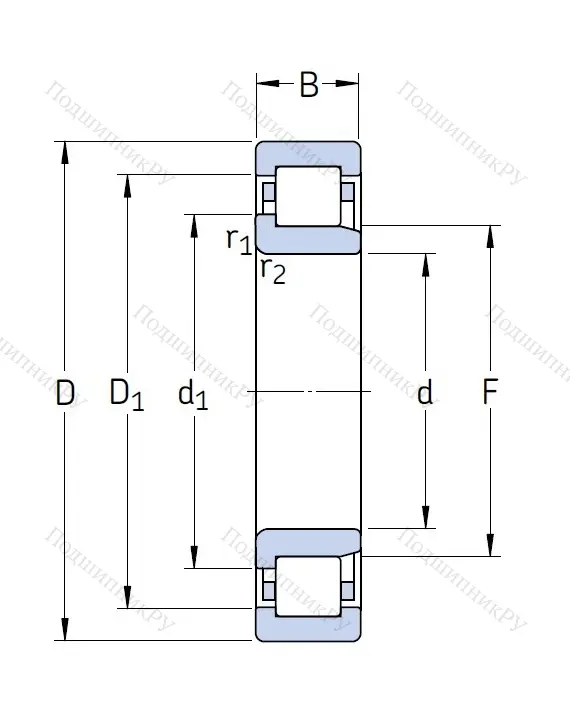 Роликовый цилиндрический подшипник NJ 310 ECM
