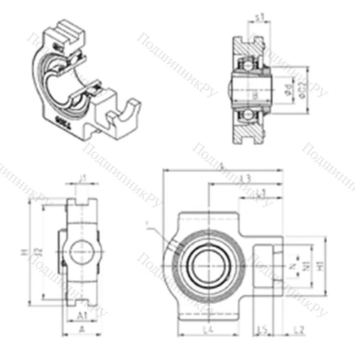 Подшипниковый узел шариковый радиальный UKT 212H