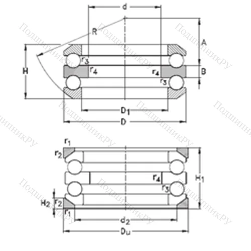 Подшипник шариковый упорный 54220-MP+U 220