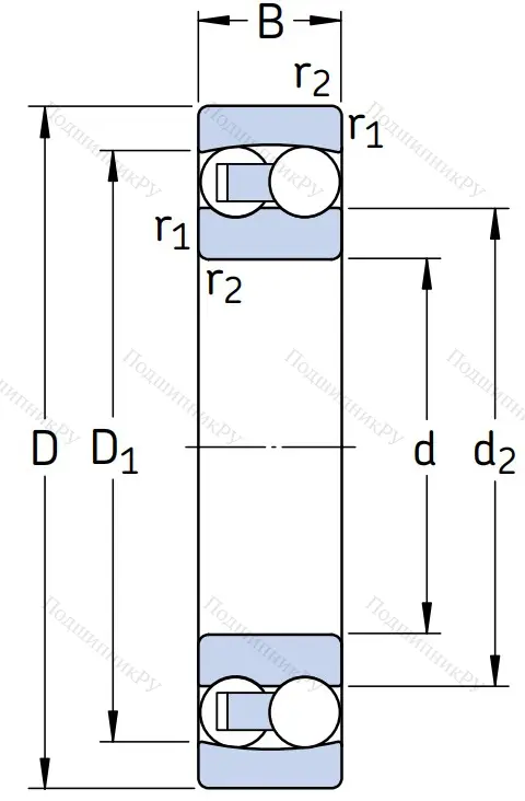 Двухрядный шариковый подшипник 2214