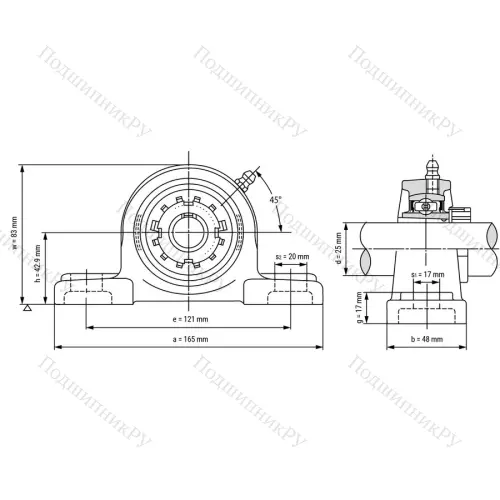 Подшипниковый узел UKP 206 - Вал: 25 мм от производителя  LPZ