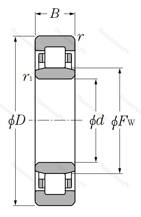 Роликовый цилиндрический подшипник NU 2204