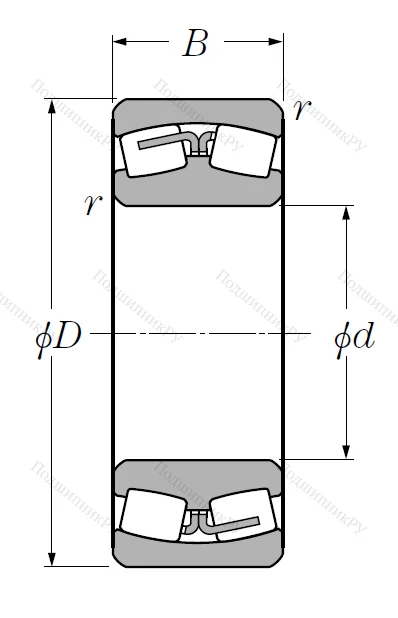 Сферический роликовый подшипник 22214 B (EA) D 1 C 3